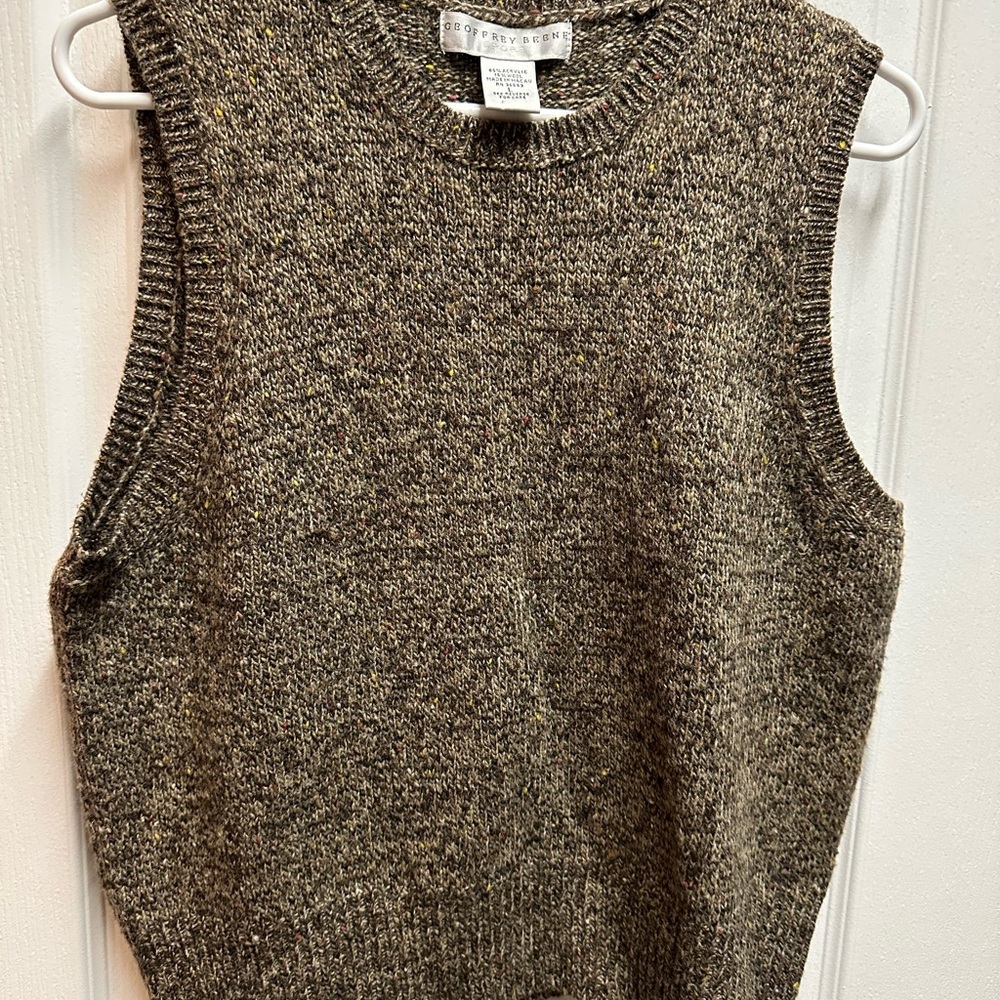 Geoffrey Beene women's Speckled Knit Sweater Vest brown size L/ NWOT B65